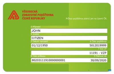 Download Republic of Czech health insurance card Photoshop template